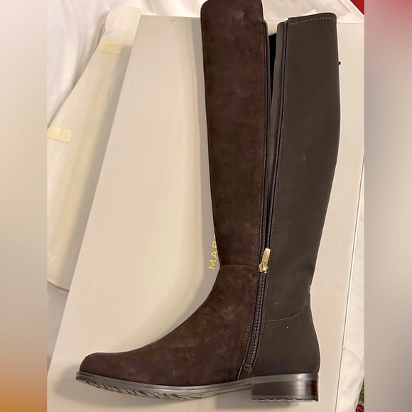 MARC FISHER MYNDEE DARK BROWN SUEDE OVER THE KNEE BOOTS w/FRINGE, 8M, NWT IN BOX - Picture 3 of 10